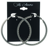 Silver-Tone Metal Hoop-Earrings #LQE1302