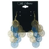 Flower Chandelier-Earrings Gold-Tone & Blue Colored #LQE1309