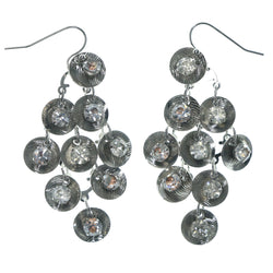 Silver-Tone Metal Chandelier-Earrings With Crystal Accents #LQE1318