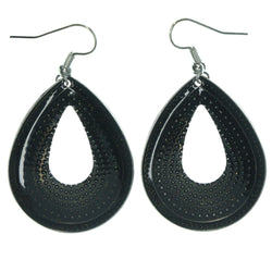 Silver-Tone & Black Colored Metal Dangle-Earrings #LQE1323