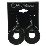 Silver-Tone & Black Colored Metal Dangle-Earrings #LQE1323