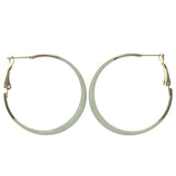 Gold-Tone & White Colored Metal Hoop-Earrings #LQE1328