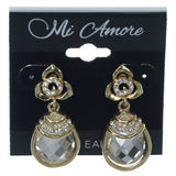 Flower Dangle-Earrings With Crystal Accents Gold-Tone & Silver-Tone Colored #LQE1329