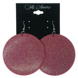 Sparkle Glitter Dangle-Earrings Pink & Silver-Tone Colored #LQE1332