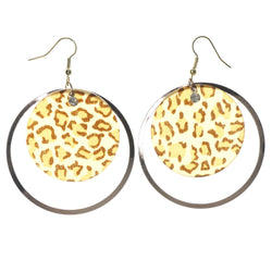 Gold-Tone & Brown Colored Acrylic Dangle-Earrings With Crystal Accents #LQE1337