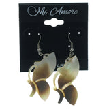 Butterfly Shell Dangle-Earrings White & Brown Colored #LQE1340