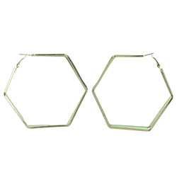Gold-Tone & Green Colored Metal Hoop-Earrings #LQE1341