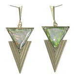 Gold-Tone & Multi Colored Metal Dangle-Earrings With Crystal Accents #LQE1342