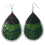 Green & Multi Colored Metal Dangle-Earrings #LQE1343