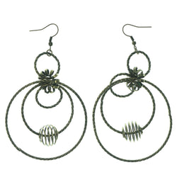 Gold-Tone Metal Dangle-Earrings With Bead Accents #LQE1346