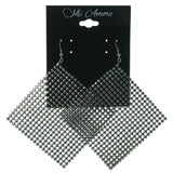 Silver-Tone & Black Colored Acrylic Dangle-Earrings #LQE1347