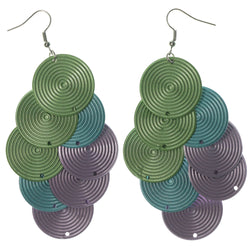 Colorful & Silver-Tone Colored Metal Chandelier-Earrings #LQE1349