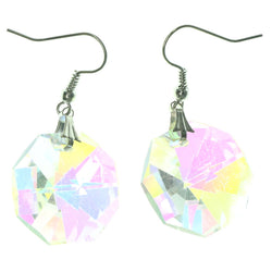 Silver-Tone & Clear Colored Metal Dangle-Earrings With Crystal Accents #LQE1356