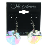 Silver-Tone & Clear Colored Metal Dangle-Earrings With Crystal Accents #LQE1356