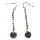 Black & Gold-Tone Colored Metal Drop-Dangle-Earrings With Crystal Accents #LQE1357