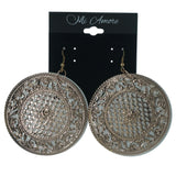 Floral Dangle-Earrings White & Silver-Tone Colored #LQE1366