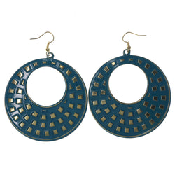 Blue & Gold-Tone Colored Metal Dangle-Earrings #LQE1368