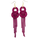 Pink & Gold-Tone Colored Metal Dangle-Earrings #LQE136