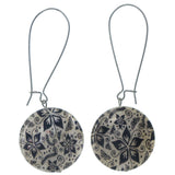 Floral Shell Dangle-Earrings White & Black Colored #LQE1374