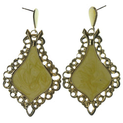 Gold-Tone & Yellow Colored Metal Dangle-Earrings #LQE1375