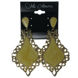 Gold-Tone & Yellow Colored Metal Dangle-Earrings #LQE1375