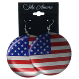 American Flag Patriotic Dangle-Earrings Colorful & Silver-Tone Colored #LQE1376