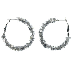 Silver-Tone Metal Hoop-Earrings #LQE1377