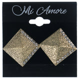 Gold-Tone & Silver-Tone Colored Metal Clip-On-Earrings With Crystal Accents #LQE1386