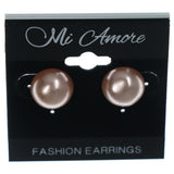 Peach & Silver-Tone Colored Metal Stud-Earrings #LQE1387