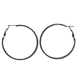 Black & Silver-Tone Colored Metal Hoop-Earrings #LQE1388