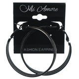 Black & Silver-Tone Colored Metal Hoop-Earrings #LQE1388