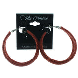 Glitter Sparkle Hoop-Earrings Red & Silver-Tone Colored #LQE1389