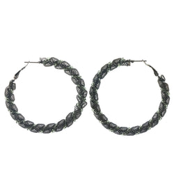 Silver-Tone Metal Hoop-Earrings With Bead Accents #LQE1390