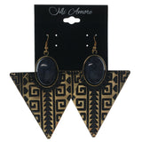 Antique Dangle-Earrings With Stone Accents Gold-Tone & Blue Colored #LQE1391