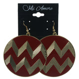 Chevron Dangle-Earrings Red & Gold-Tone Colored #LQE1392
