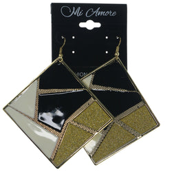 Glitter Sparkle Dangle-Earrings Gold-Tone & Multi Colored #LQE1393