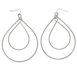 Wire Wrap Dangle-Earrings Silver-Tone Color  #LQE1395