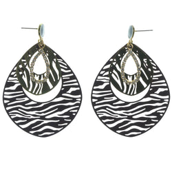 Zebra Dangle-Earrings With Crystal Accents Purple & Gold-Tone Colored #LQE1397