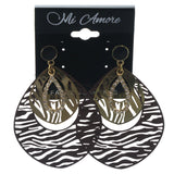 Zebra Dangle-Earrings With Crystal Accents Purple & Gold-Tone Colored #LQE1397