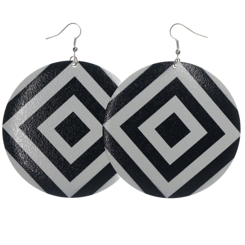 Black & White Colored Metal Dangle-Earrings #LQE1399