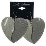 Heart Dangle-Earrings Silver-Tone & White Colored #LQE1403