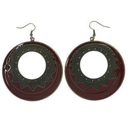 Red & Gold-Tone Colored Metal Dangle-Earrings #LQE1410