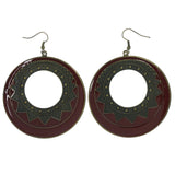 Red & Gold-Tone Colored Metal Dangle-Earrings #LQE1410