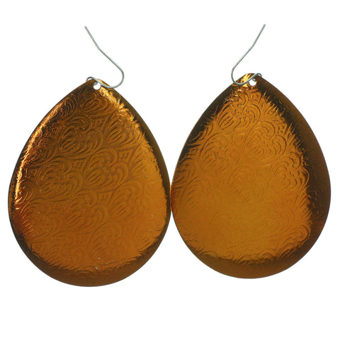 Orange & Silver-Tone Colored Metal Dangle-Earrings #LQE1419