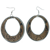 Snake Skin Dangle-Earrings Brown & Silver-Tone Colored #LQE1421