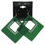 Green & Silver-Tone Colored Acrylic Dangle-Earrings #LQE1422