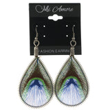 Peacock Dangle-Earrings Colorful & Silver-Tone Colored #LQE1424