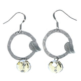 Leaf Dangle-Earrings With Crystal Accents Silver-Tone & Clear Colored #LQE1465
