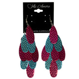 Pink & Blue Colored Metal Chandelier-Earrings #LQE1475