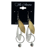 Glittered Sparkly Dangle-Earrings With Bead Accents Silver-Tone & Gold-Tone Colored #LQE1479